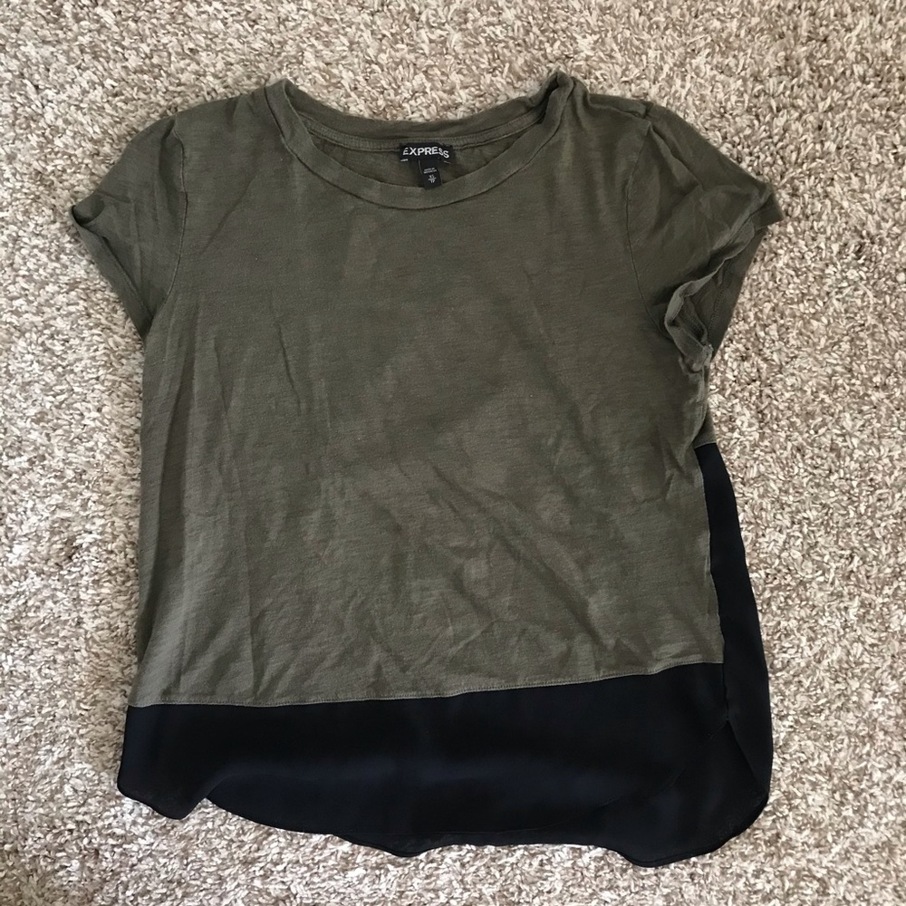 Women’s Color Block Olive Black Top
